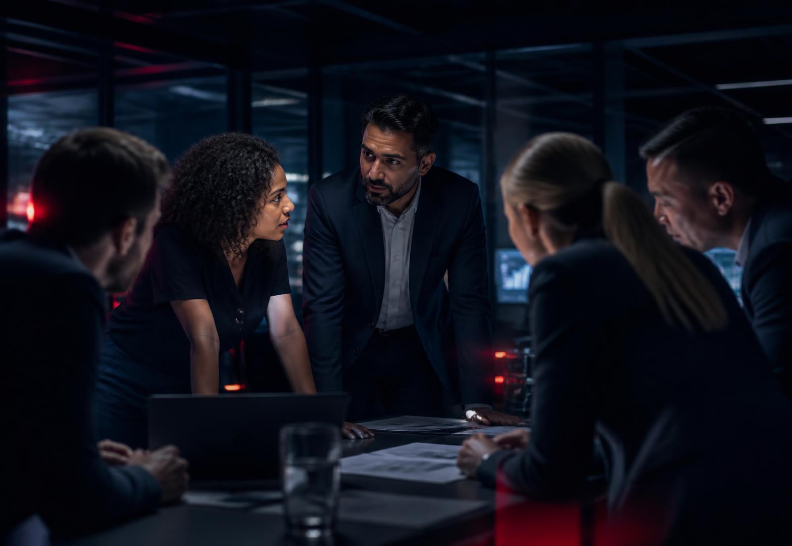 Diverse team of professionals collaborating in a modern office